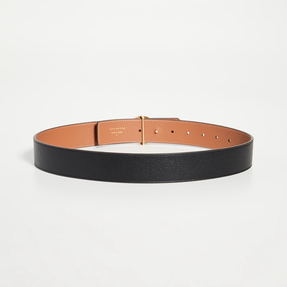 Tory Burch Black Belt with Gold Logo Buckle - Picture 2 of 7